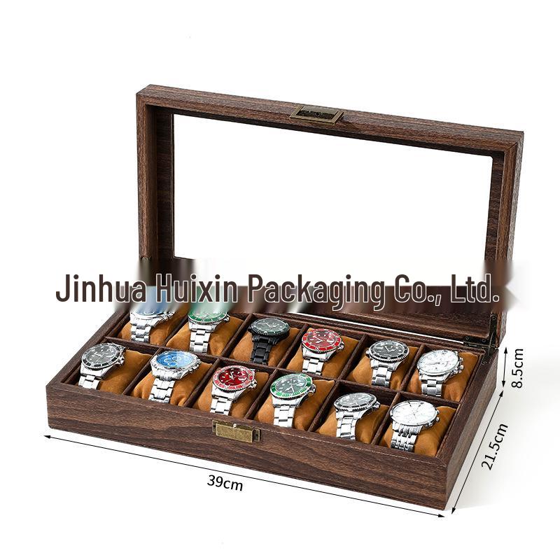 "Retro Wood Grain PU Leather Watch and Jewelry Storage Box"