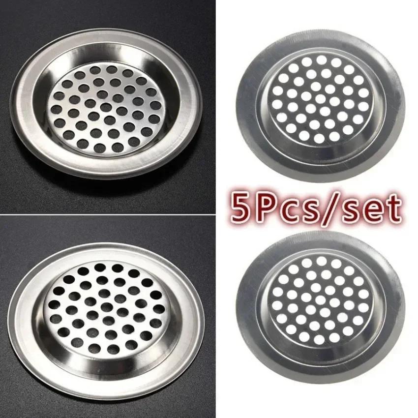 

For Kitchen Bathroom 5 Pcs Circular Pool Steel Mesh Sink Strainer Kitchen Trap Drain Filter Suitable