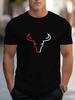 T-shirt with Bold Bull Graphic Print - Black & Red Contrast Design