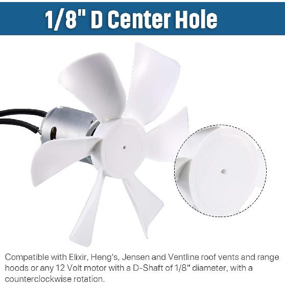 Unifizz 6 inch Replacement White Vent Fan Blades for RV Bathroom Vent Fan,fits for Heng's,Elixir,Ventline and Jensen roof Vents and Range Hoods or