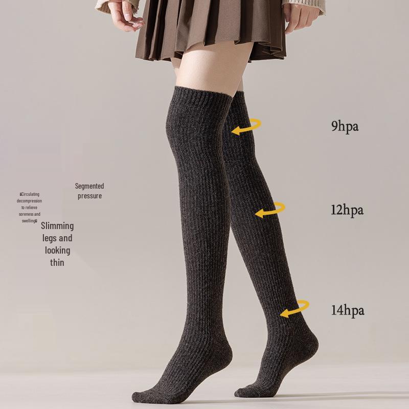 Women's Warm Wool Blend Knee-High and Mid-Calf Socks - Thick, Soft, Pure Coffee Color for Autumn and Winter