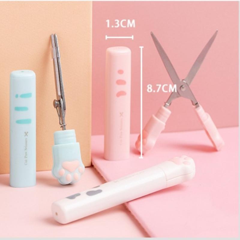 Students Cute Cat Claw Scissor with Protective Cover for Scrapbooking DIY Tools Student Portable Journaling Supplies