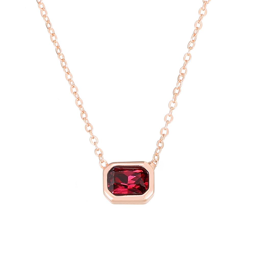 Minimalist Square Colorful Crystal Pendant Necklace for Women Rose Gold Color Choker Chain on The Neck Jewelry Girls Gift KCN044