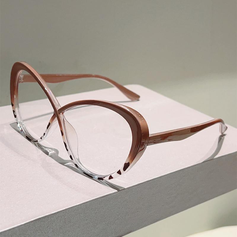 Cat Eye Glasses Women Fashion Candy Color Decor Eyewear Trendy Brand Design Blue Light Blocking Patchwork Optical Frames