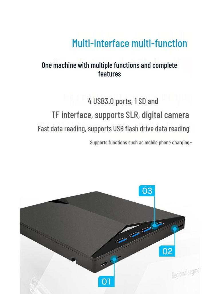 3.0 USB Optical Drive DVD/CD Burner Seven-in-One Multifunctional TYPE-C Universal External Drive
