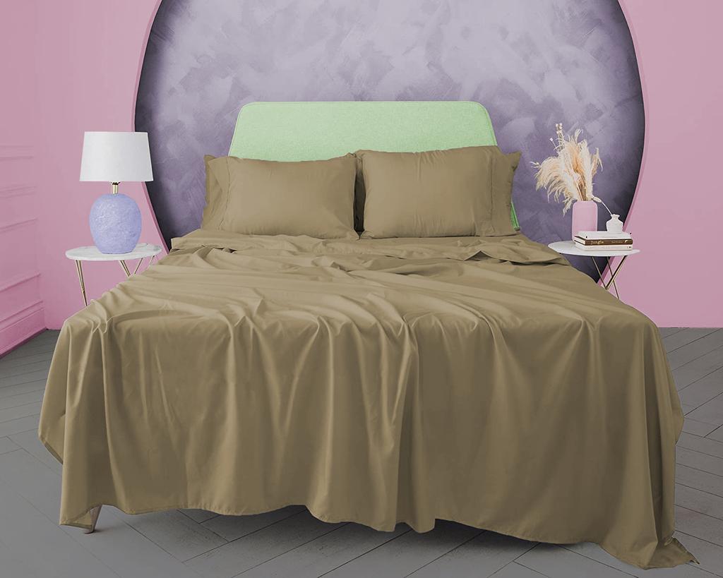 3dílná sada jednobarevných prostěradel ze 100% egyptské bavlny, 600TC - obsahuje 1 prostěradlo a 2 polštáře, různé velikosti a barvy