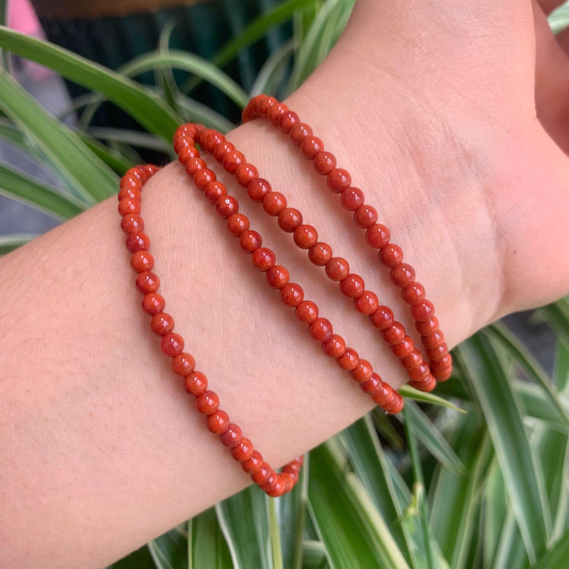 South Red Sichuan 3.5mm 4-Strand Bracelet: Full-Flesh Color, Lustrous Red Multi-Strand Chain