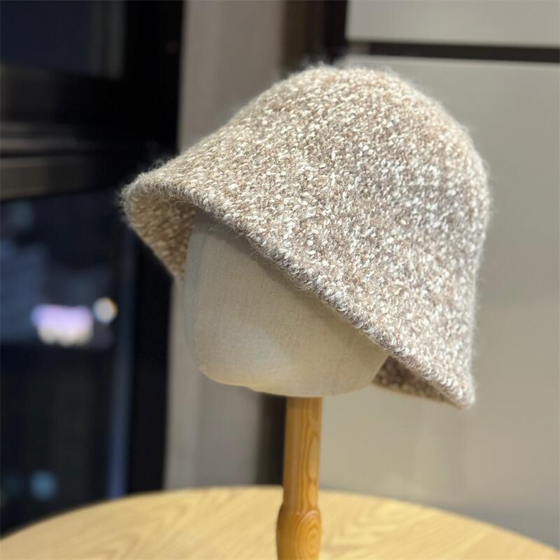 Retro Fisherman Hat Children Autumn and Winter Versatile Warm Ear Protection Bucket Hat Plain Face Covering Plush Basin Hat Tide