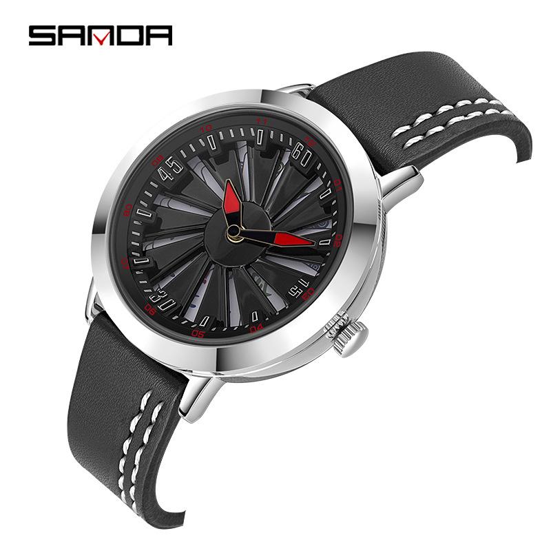 Sanda Lucky Mahjong Hollow Waterproof Quartz Men s Watch - Fashionable and Creative Design