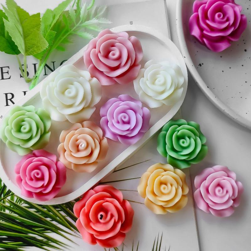 3D Mini Rose Flower Silicone Candle Mold DIY Craft Resin Gypsum Cement Soap Mold Chocolate Cake Baking Mold Valentine's Day Gift