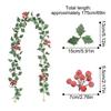 69Inch Christmas Garland Faux Leaves With Red Berries Artificial Vine Garland For Home Living Room Front Door Patio Outdoor