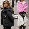 Women's Winter Hooded Jacket Large Size Thickened Down Cotton Padded Multi-pocket Short Clothes