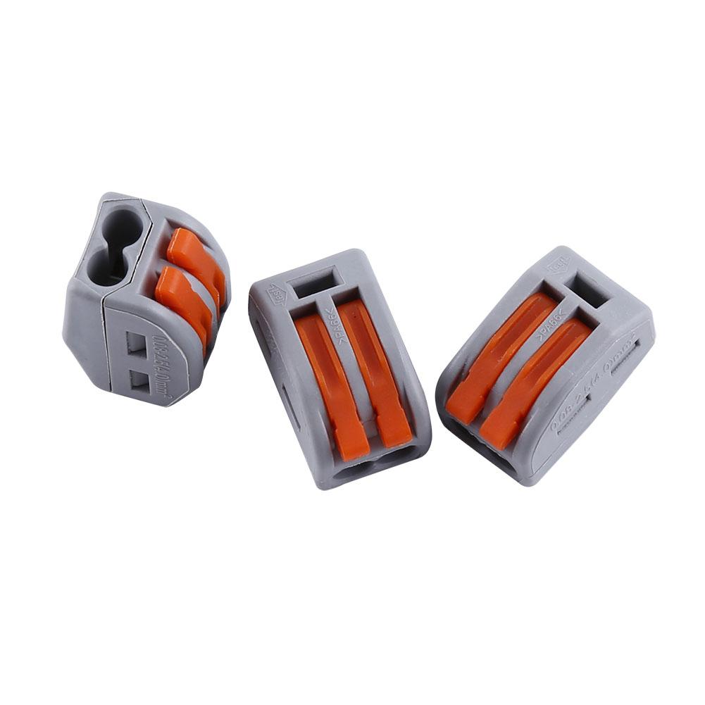 20pcs 2 Way Reusable Spring Lever Terminal Block Electric Cable Connector Wire
