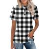 Women's Casual Floral Print V-Neck Short Sleeve Decorative Button T-Shirt Top