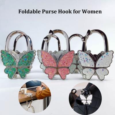 Fashion Butterfly Handbag Hook for Women Portable Foldable Table Hanger Creative Durable Bag Hanger for Table