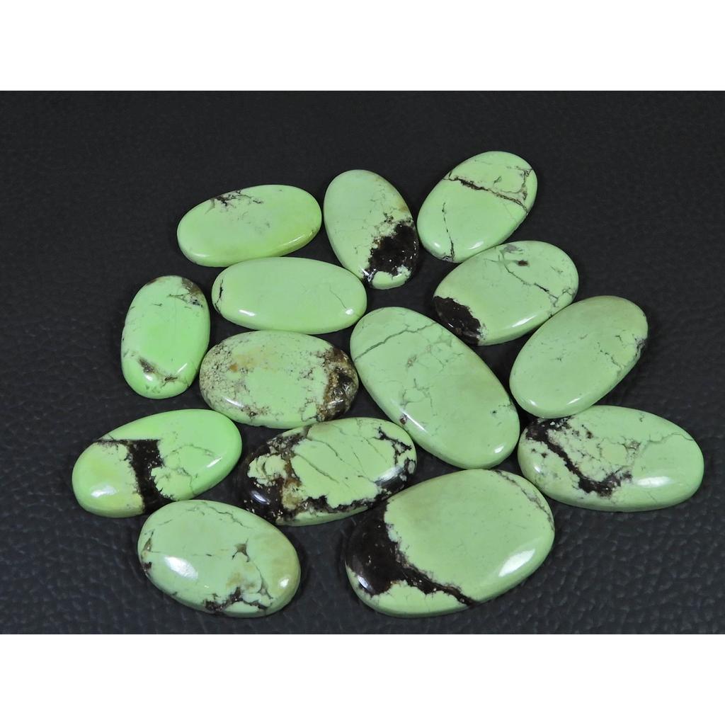 268Cts. Natural Lemon Chrysoprase Oval Cabochon Loose Gemstone 14 Pcs Lot C-2507