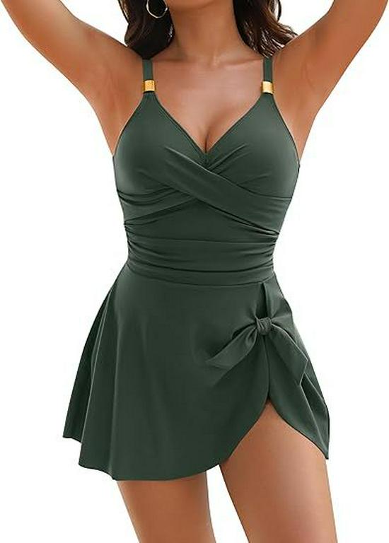 Women's Slimming Cross-Back Multi-Color One-Piece Swimsuit