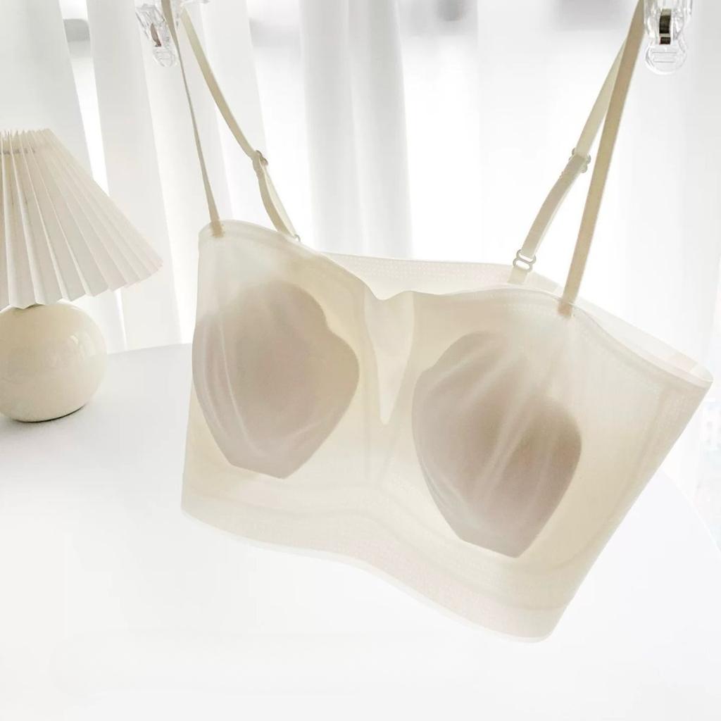 Ultra-Thin Cami Underwear Women Reducing Bust Anti- Peek One - Line Jelly- like Backless Anti- Sagging Summer Ice Silk Seamless Bustier