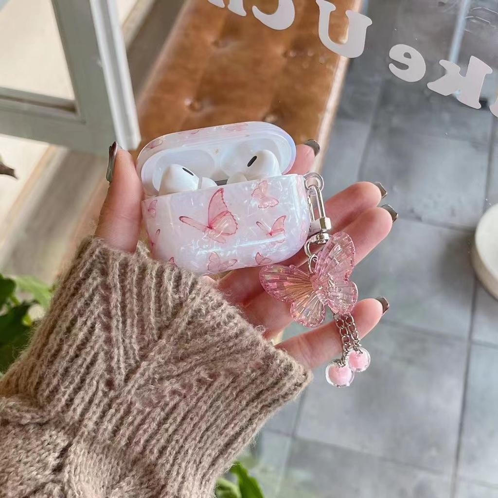 For Airpods 4 3 2 1 Case Cute Glitter Bow knot butterfly Shell pattern Crystal Soft Clear Earphone Cover For Airpods Pro 2 3 Protective