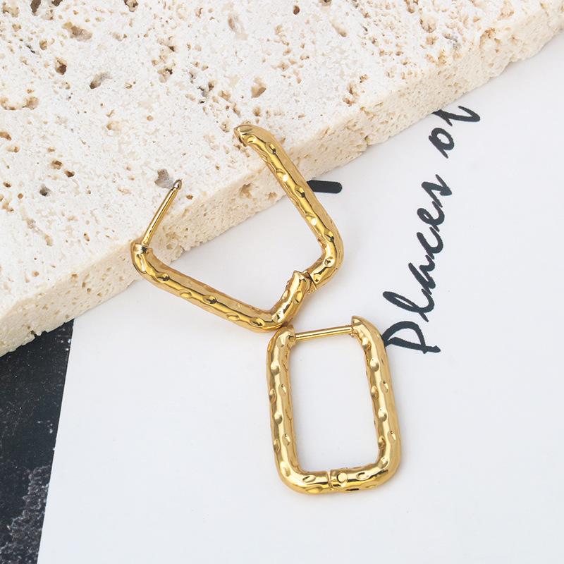 Women's Gold Minimalist Geometric Square Stainless Steel Earrings