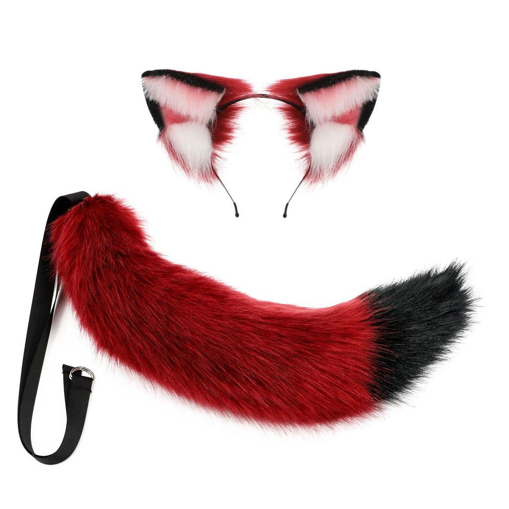 Mehrfarbiges Kunstfuchs-Ohren- und Schwanz-Cosplay-Set