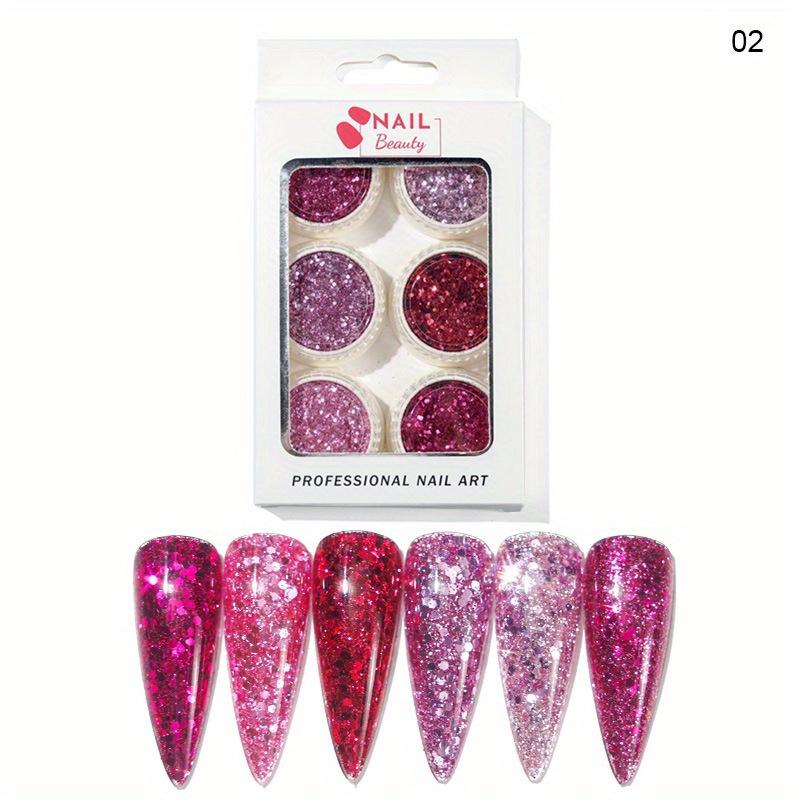 6 коробок/компл. разноцветные 3D ультратонкие блестки для ногтей — фото 11
