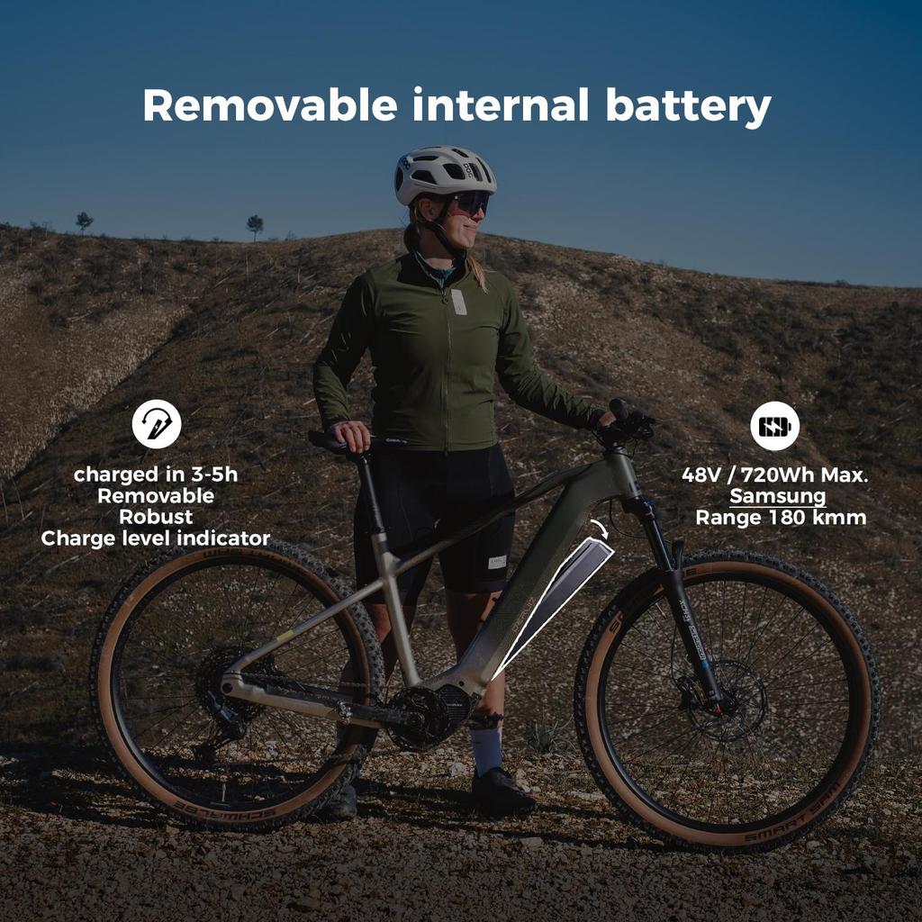 Elektrofahrrad DERUIZ Dolomit 29" 250W Mittelmotor MTB EBike, 720Wh Samsung Akku, Max. Reichweite 180km, Intelligenter Automatikmodus, 110Nm Drehmoment, Zuladung 150kg