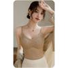 French Pleated Strappy Backless Cami with Built-in Wireless Seamless Comfortable Bralette
