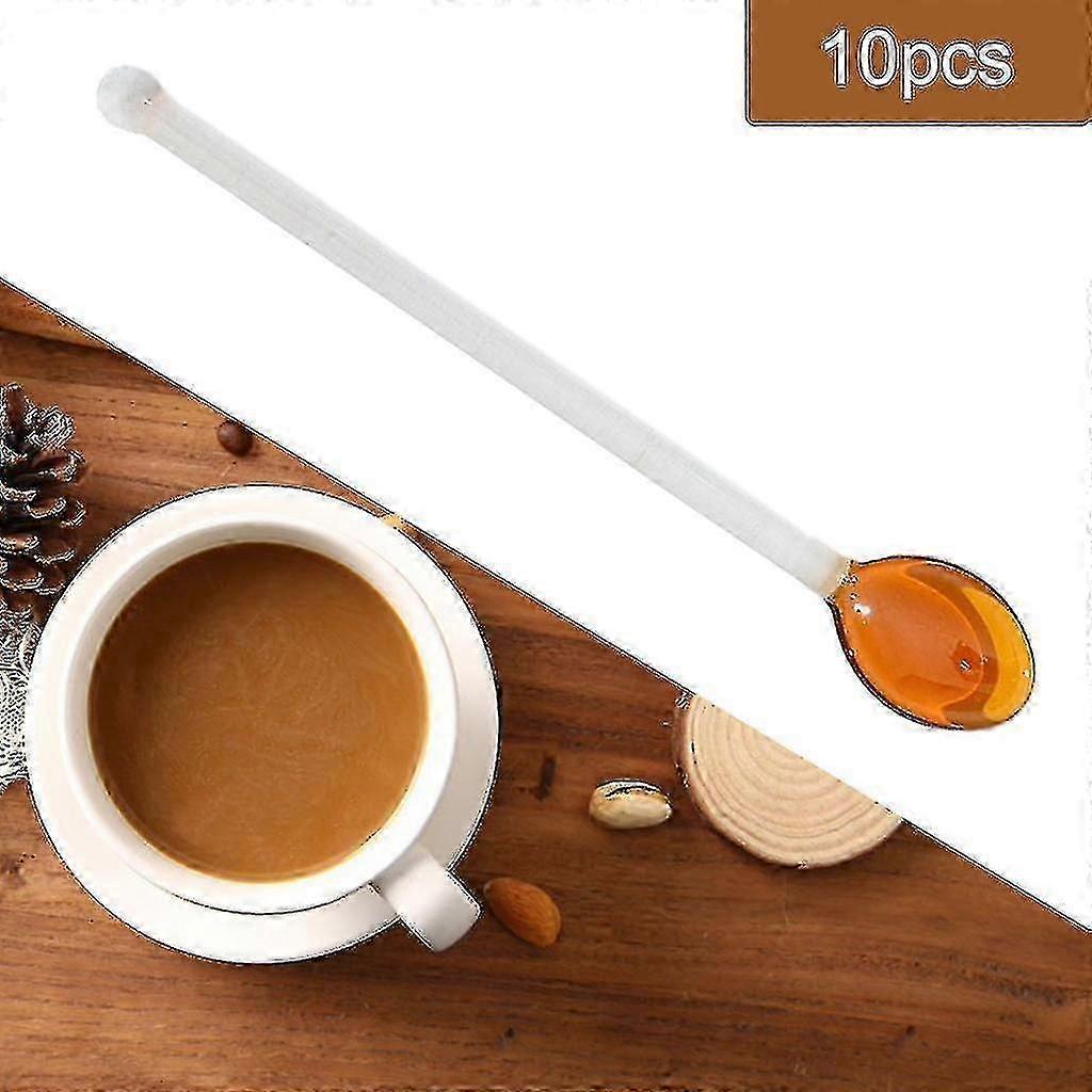 Borosilicate Glass Teaspoons - 10 Pack Dishwasher Safe Heat-Resistant Long Handle Stirring Spoons for Coffee, Tea, Ice Cream