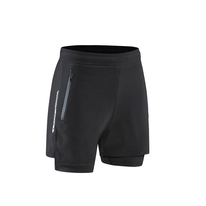 Men's Quick-Drying Double Layer Running Shorts - Anti-Exposure, Four-Point, Fake Two-Piece Design