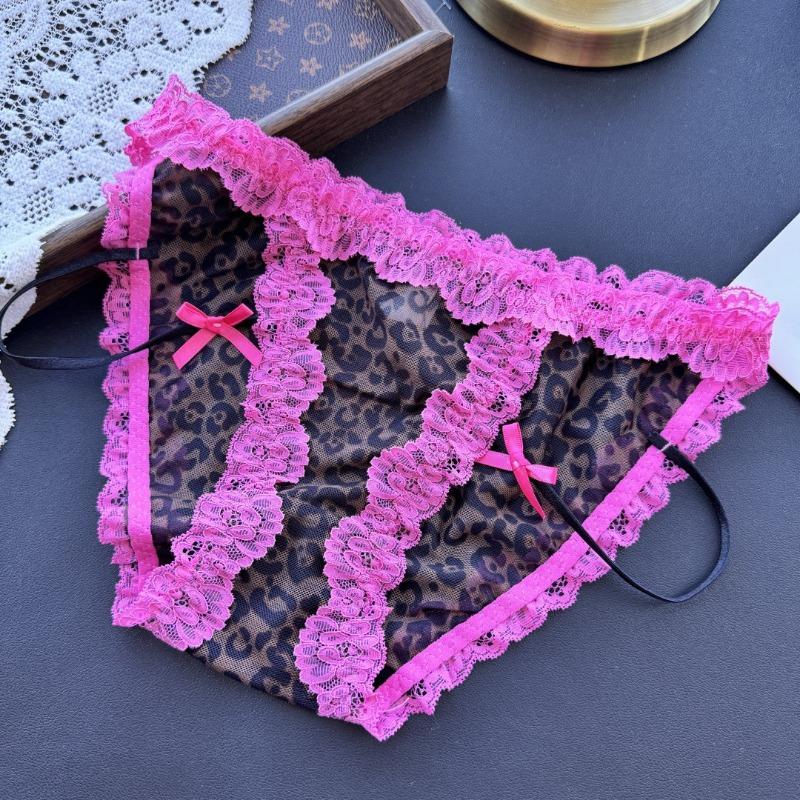 Ladies Spring and Summer Sexy Ice Silk Lace Side Match Color Thin Belt Underwear