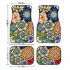 Universal Fit Auto Carpet Floor Mats Set of 4 for Women Girls Decorative Boho Floral Print Car Floor Mats Front & Rear Liners Set