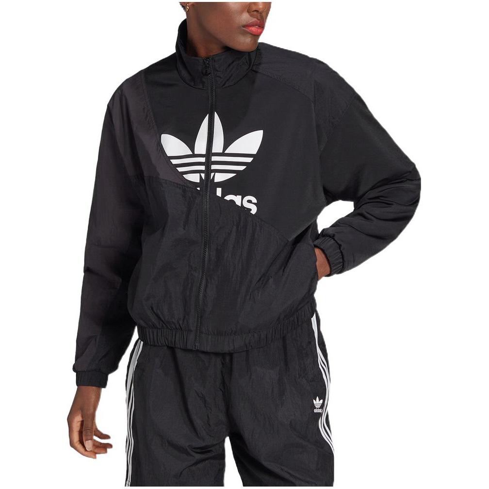 Adidas Originals Workwear Front Large Logo Print Zip Sports Jacket Women Jacket Black HC7056