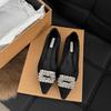 Fashion Pointed Flat Shoes for Women's Spring Summer New Shallow Cut  Suede Soft Sole Black Women's Shoes Ladies Large Size 44