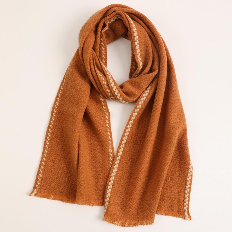 

Autumn and winter new plain cashmere scarf fashionable edge mat pattern simple women s long warm scarf верблюд