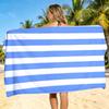 Blue White Stripes Soft Polyester Beach Towel, Lightweight Absorbent Quick-Dry for Camping Surfing