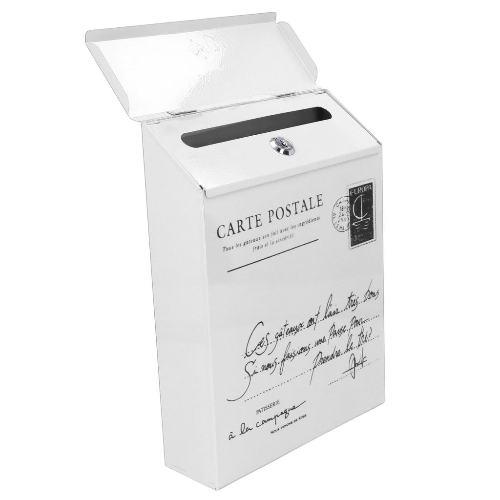 Iron Mailbox Wall Mounted Rustic Style Locked with 2 Keys 3 Hooks Waterproof Suggestion Box for Home Office