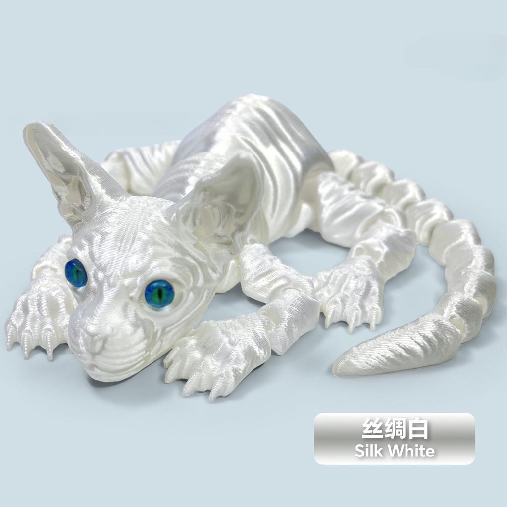 2025 Hot 3D Printed Sphynx Cat Realistic Hairless Cat Figurine Cute Mini Desk Toy Articulated Fidget Toys for Lovers Home Decors