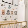 Playful Cartoon Kitten In Flying Helicopter Wall Sticker Cute Adventure Self-Adhesive Decor for Kids Room Nursery Bedroom Living Room