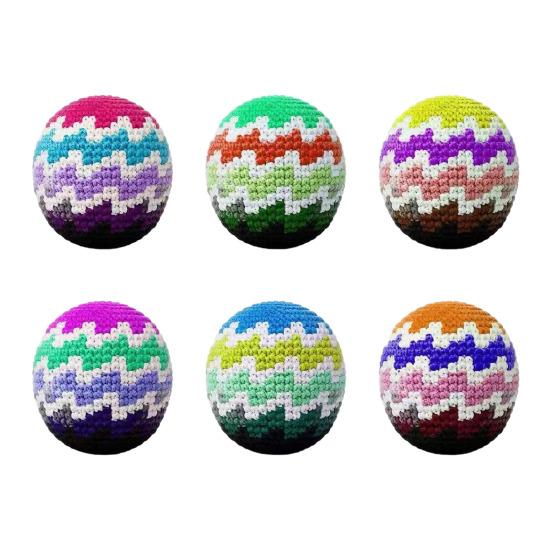 Handmade Crochet Footbags Yarn Multicolored Kids Adults Hacky Sack Knitted Throwing Beanbag Juggling
