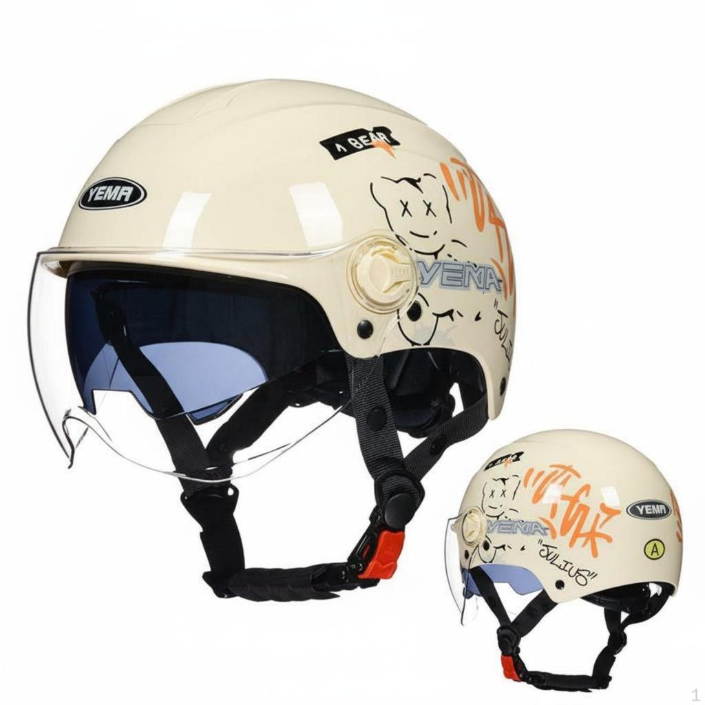 Motorcycle Half Helmet FourSeason Lightweight ImpactResistant Headwear for Women, Commuters,