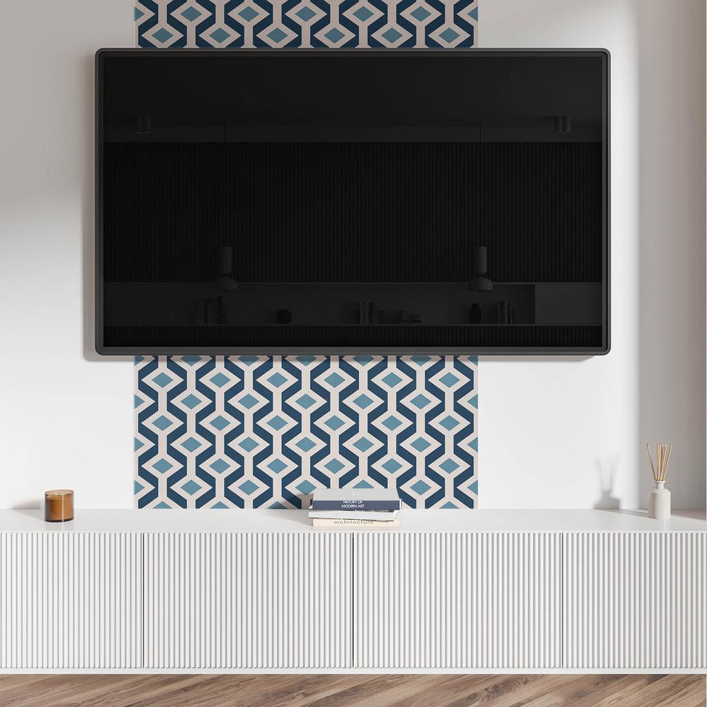 Set of Vinyl Tiles with Pattern for the Living Room Self-Adhesive Geometric Diamond Pattern 4x50x50 Cm