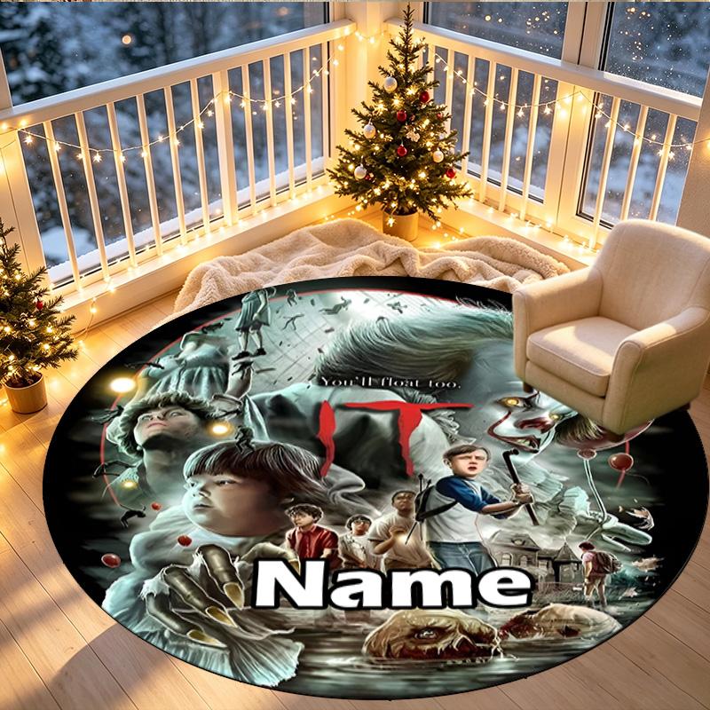 Custom Name Personalized Bride of Chucky Print Round Rug, Versatile Home Decor Carpet, for Playroom, Apartment, Balcony, Entryway, Hallway Gift