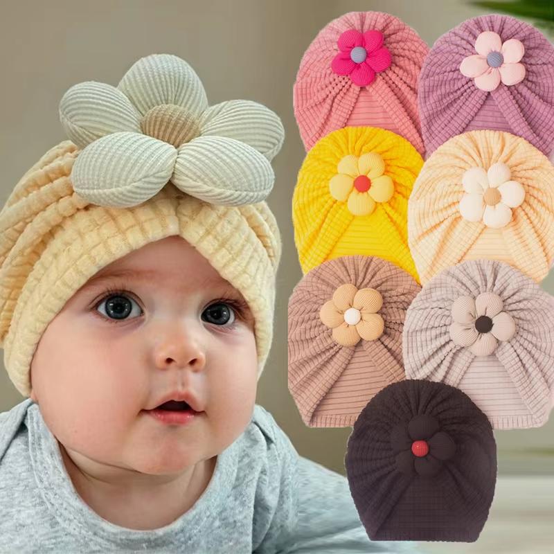 Liebliche Blume Baby Mütze Einfarbig Säuglingsmädchen Turban Mütze Frühling Herbst Weich Warm Kleinkind Beanie Indische Mütze