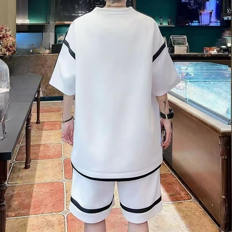 Summer Short-sleeved T-shirt Casual Two-piece Boys Loose Ice Silk Shorts Handsome All-match Youth Thin Suit