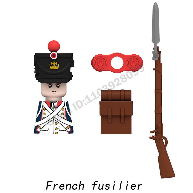 Middle Ages Military Napoleonic Wars Figures Building Block British French Prussia Infantry Knight General Duke Characters Brick
