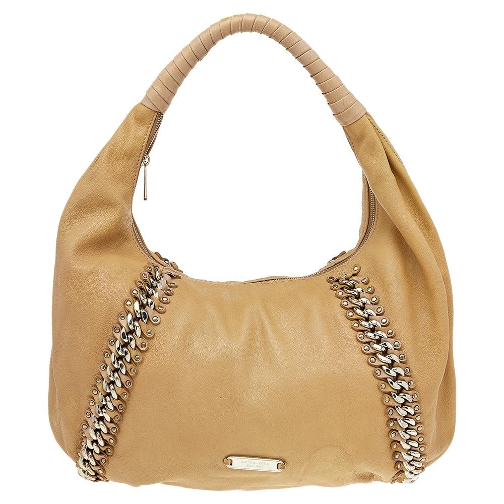 

Michael Kors Leather Id Chain Hobo бежевый