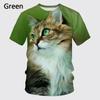 Summer Men's T-shirt Animal Cute Cat Print Crew Neck Short Sleeve Tee Street Trend Tops Oversized Male Clothing T Shirt for Men