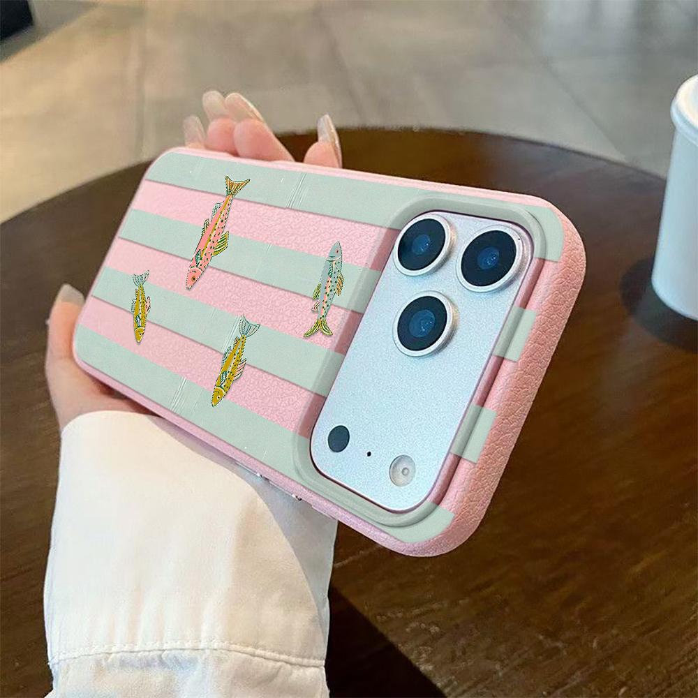 For Iphone 17 Pro Max Striped Fish Schools Phone Case For IPhone 16 16E 15 14 13 12 11 Pro Max 15 Plus Silicone Cover Fundas