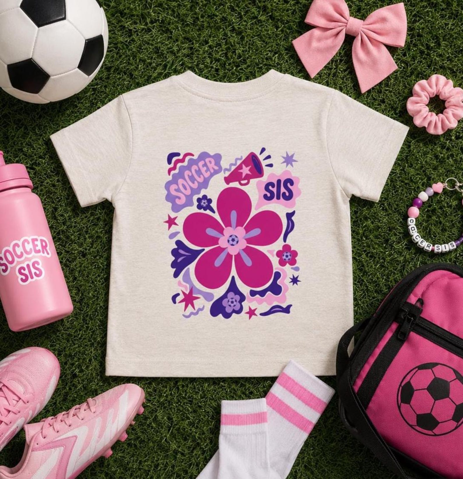 Soccer Sis Flower Graphic Tee | Toddler Short Sleeve Tee 3XL